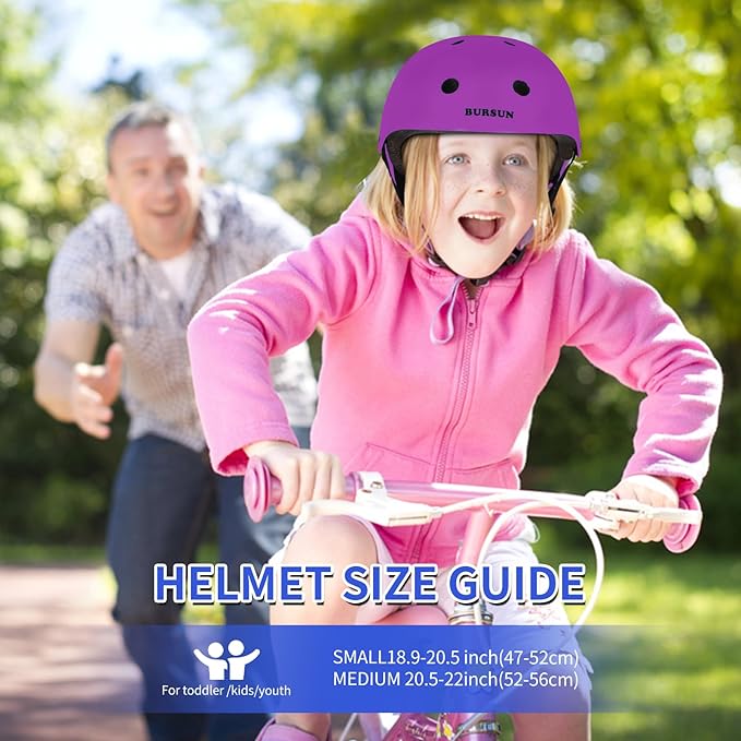 BURSUN Kids Bike Helmet Ventilation & Adjustable Toddler Helmet for Ages 2-14 Kids Boys Girls Multi-Sport Helmet for Skateboard Roller Skateing Bicycle Scooter blance Bike