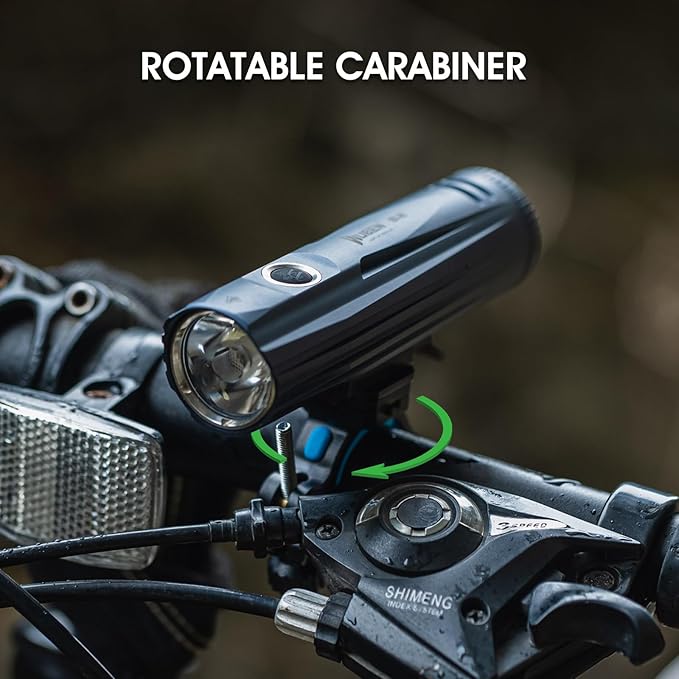 WUBEN B2 Rechargeable Bike Light with Taillight, 1300 High Lumen LED Bike Flash Lights Type-C Rechargeable, Bike Headlight with 6 Modes & IP68 Waterproof for Outdoor, Night Riding(high Endurance)