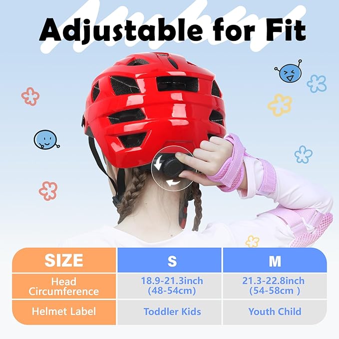 Kids Bike Helmet, 2 Size Adjustable for Youth Toddler Boys & Girls 3-5-8-10-12-14 Years, Child Helmets with Visor for Skating Cycling Scooter