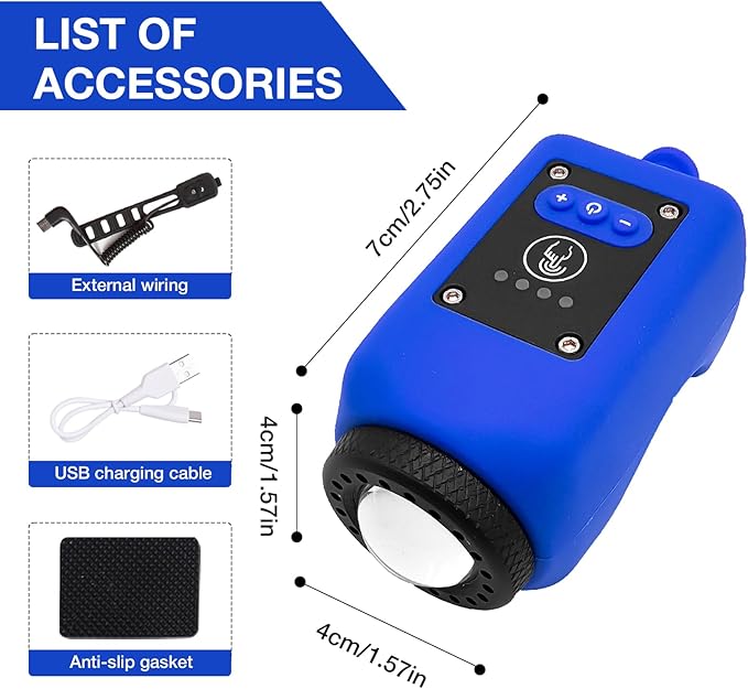 Bike Horn, Bicycle Horn with Large Range Floodlight, IPX5 Waterproof with USB Rechargeable Bike Electronic Horn