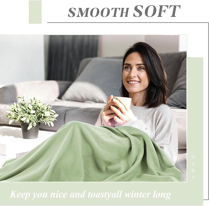 Newwiee 48 Pcs Fleece Throw Blankets Bulk Outdoor Wedding Guest Gifts Soft Lightweight Sleepover Lap Blankets Pet Home Sofa Couch Office Donation Homeless, 50 x 60 Inch (Sage Green)