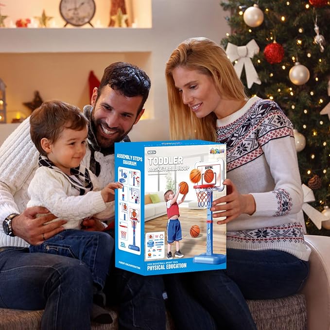 Toddler Basketball Hoop Indoor for Age 1-3, Height Adjustable Poolside Basketball Hoop with 3 Balls, Mini Basketball Hoop Sport Toys Birthday for Toddler Boy Girl 1 2 3 4 Year