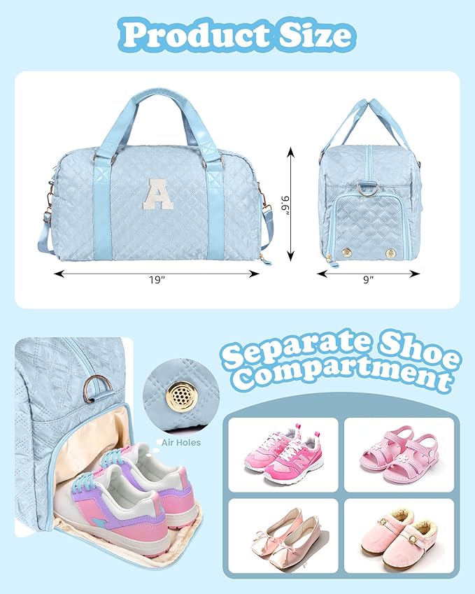 Duffel Bag, Girls Gift Bag Teens, Initial Travel Duffel Bag, Personalized Weekender Bag, Monogram Overnight Bag Gift for Grandmother,Tween Girls Gifts Daughter Gifts Niece Gifts, Mothers Gifts