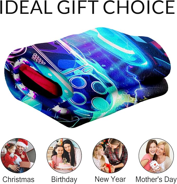 Custom Gamer Gifts for Kids - Lightweight Comfort Colorful Gaming Throw Blankets - 40" x 50" Inches for Couch & Sofa - Aesthetic Blanket Throws Gift