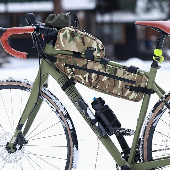 Toprock Frame Bag - Water Resistant, Durable Cordura Fabric & Bicycle Daily Essentials Holder - TopTube, Frame Storage, Bikepacking for Road, Gravel Cycling - Multicam Camo (1 L)
