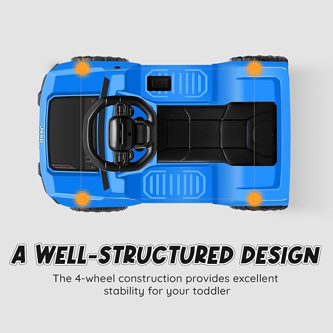 6V Ride On Car for Toddlers, Electric Car with Music, Horn, Pedal, for Ages 18–30 Months, Blue