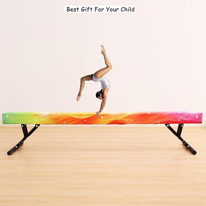 Adjustable Balance Beam 8 ft Gymnastic Beam Adjustable Height for Kids and Teenage of All Gymnastic Levels, Gymnastic Training Beam Gymnastic Equipment for Athlete Home and Gym Club Use