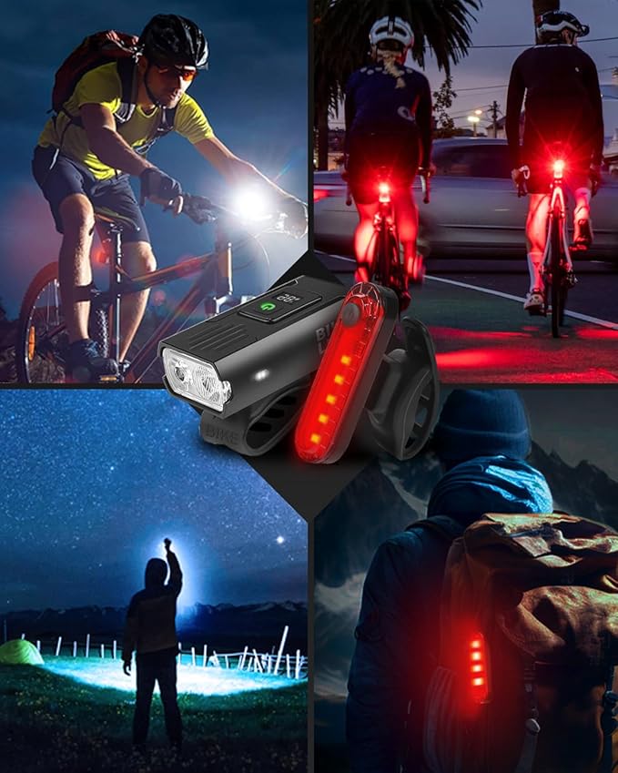 Victoper Bike Light, High Lumens Super Bright Bicycle Lite, 6+4 Modes USB Rechargeable Bike Headlight & Taillight Set, Waterproof Safety Bike Front & Rearlight for Road, Mountain, Night Riding