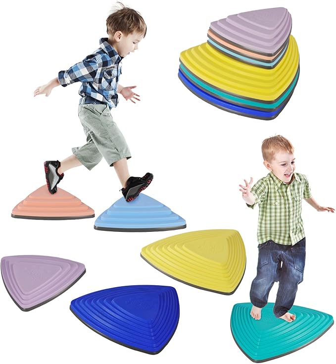 Stepping Stones for Kids Non-Slip Balance River Stones Toys Promoting Children's Coordination Skills Obstacle Courses Sensory Toys for Toddlers Indoor & Outdoor