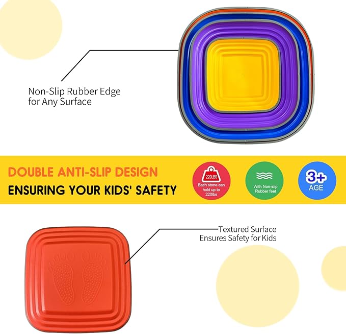 MOCUTEEN Stepping Stones for Kids 11pcs Non-Slip Plastic Balance Stones for Toddler Activities Sports & Outdoor Kids Balance Play Equipment Toys. Toddler Ages 3+ Years Old