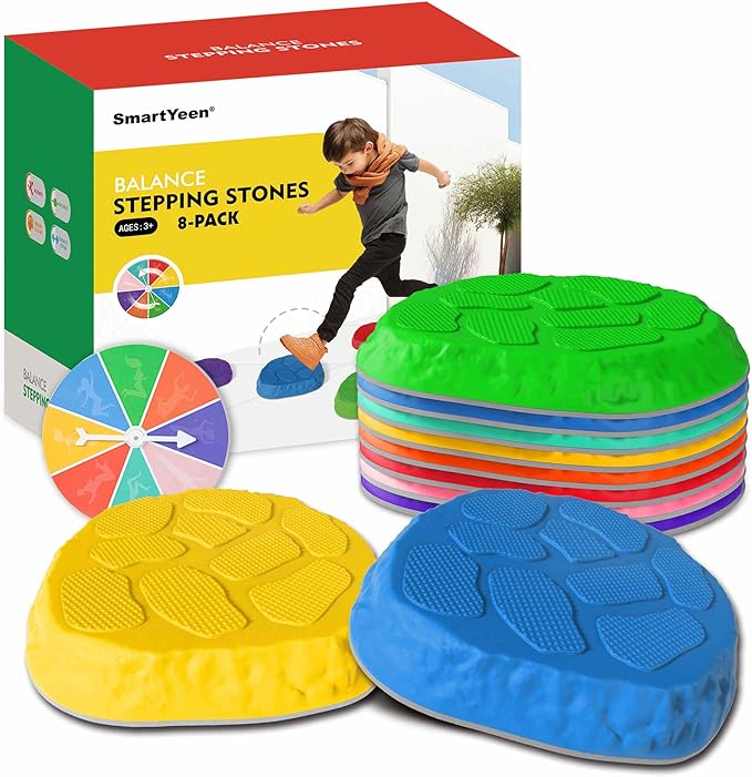 Stepping Stones for kids,8/12 PCS Durable Non-Slip Balance Stones Indoor Outdoor toys for toddlers develope Kids Balance and Coordination Skills