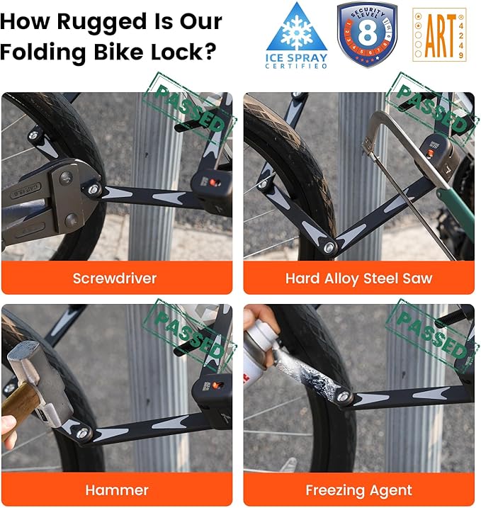 Sportneer Bike Lock - High Security Folding Bicycle Lock Art Certified - Bike Locks Heavy Duty Anti Theft with 3 Stainless Keys and Mount Bracket for Bicycles Scooter Ebike - 95cm/3.12ft