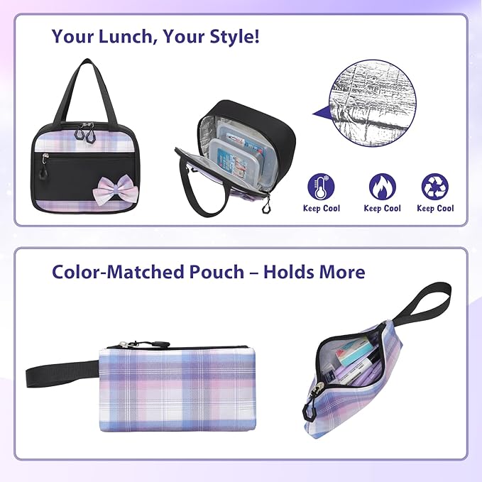 School Backpack for Girls Kids Bookbag for Elementary Middle School Casual Travel Daypack Teen Backpacks Black Set