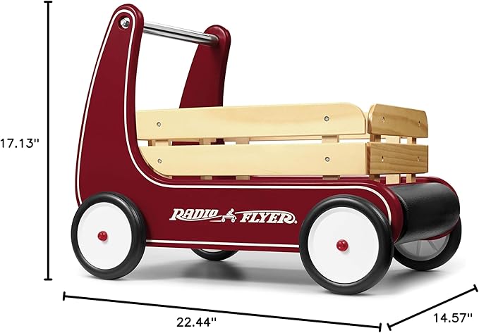 Baby Walker, Toddler Toys, Baby Toy, Radio Flyer Classic Walker Wagon, for Ages 1-4, Red, Wood