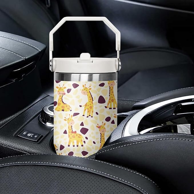 30 oz Giraffe Tumbler with Lid and Flip Straw, Stainless Steel Cup, Coffee Travel Mug, Giraffe Gifts, Decor Accessories