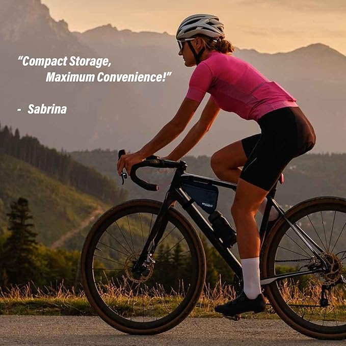 Bike Frame Bag with Two Side Pockets Waterproof Reflective Bicycle Triangle Pouch Storage Bag Strap-On, Mountain Road Bike MTB Cycling Bike Acessories, 1.5L