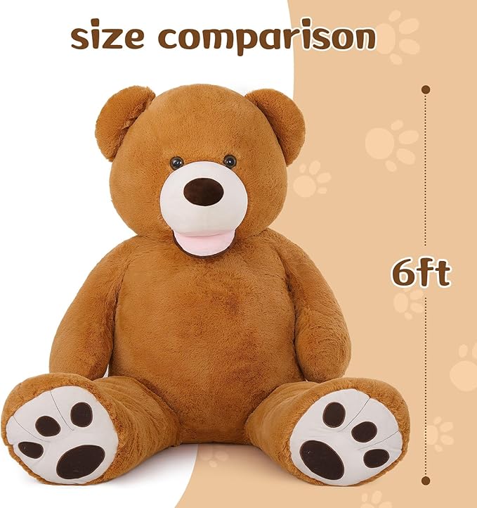 MorisMos Giant Teddy Bear Plush 6ft, Life Size Huge Brown Teddy Bears for Boyfriend, 6 Foot Large Big Stuffed Animal Gifts for Lover on Valentines, Anniversary, Birthday