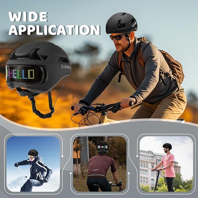 Smart Bike Helmet,Bicycle Helmet for Adults Teens with Personalized LED Lights,DIY Helmet with APP and Remote Control.(Men/Women)