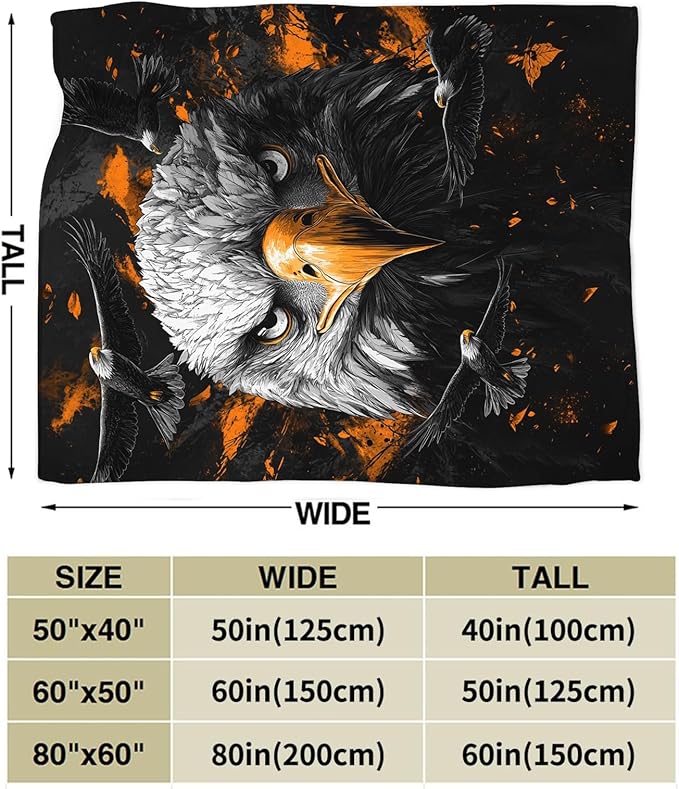 Eagle Blanket, Eagles Blanket, Bald Eagle Gifts Blankets Stuff Fleece Flannel Plush for Boys Men Women Girls Lovers Adults Soft Bedding Gift for Sofa Bed Office Home Decor 60"x50"