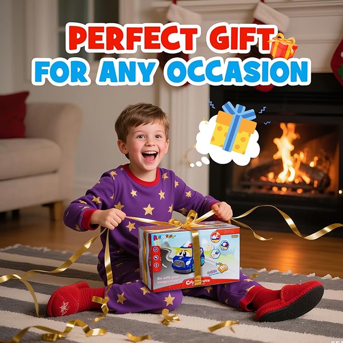 Remote Control Emergency Rescue Vehicle for Toddlers 1-3 RC Police Cars with Sirens Sound and Light Toy Police Car for Kids 3-5 Year Old 2.4G Cartoon Cars Boys&Girls Gifts for Birthday