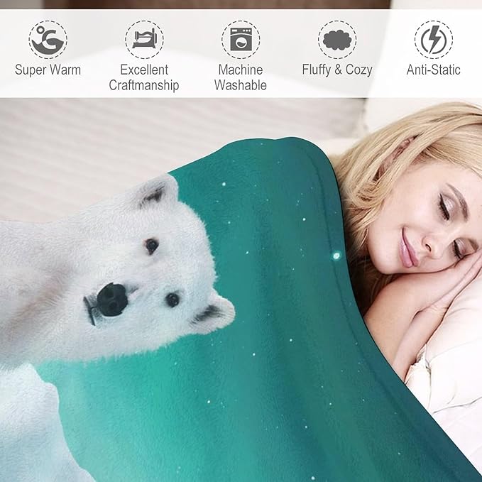 Polar Bear Blanket Polar Bear Gifts for Girls Women Polar Bear Throw Blanket for Kids Adults Soft Warm Cozy Fleece Blanket for Couch Sofa Bed 50"x60"