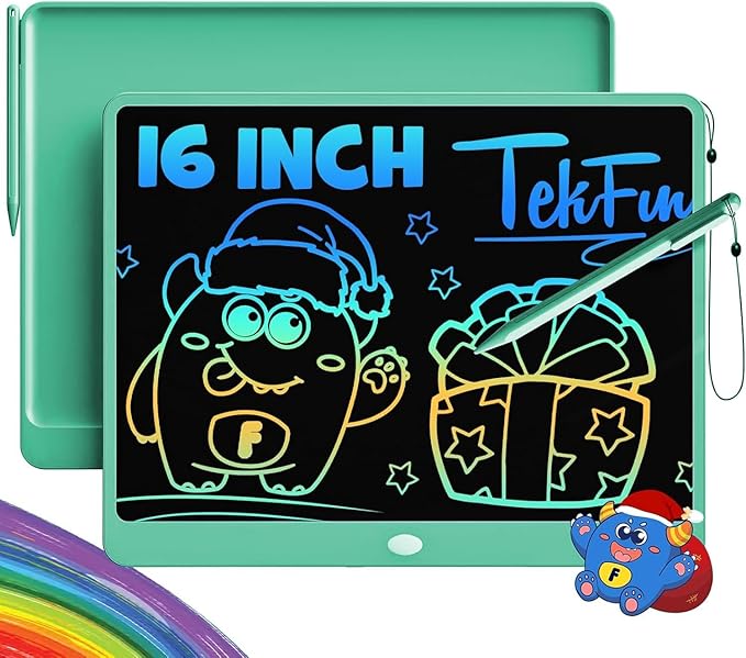TEKFUN LCD Writing Tablet for Adults, Large Doodle Board, 16 Inch Colorful Drawing Tablet Writing Pad, Toddler Toys for 3 4 5 6 7 8 9 Year Old Girls Boys Teen, Birthday Gifts for Kids (Green)