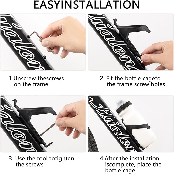 Nylon Carbon aero Bike Water Bottle Holder Cage for Road Bikes Mountain Gravel e Bike Bicycle for 2.76-2.95 in Diameter Bottles, 2-Pack