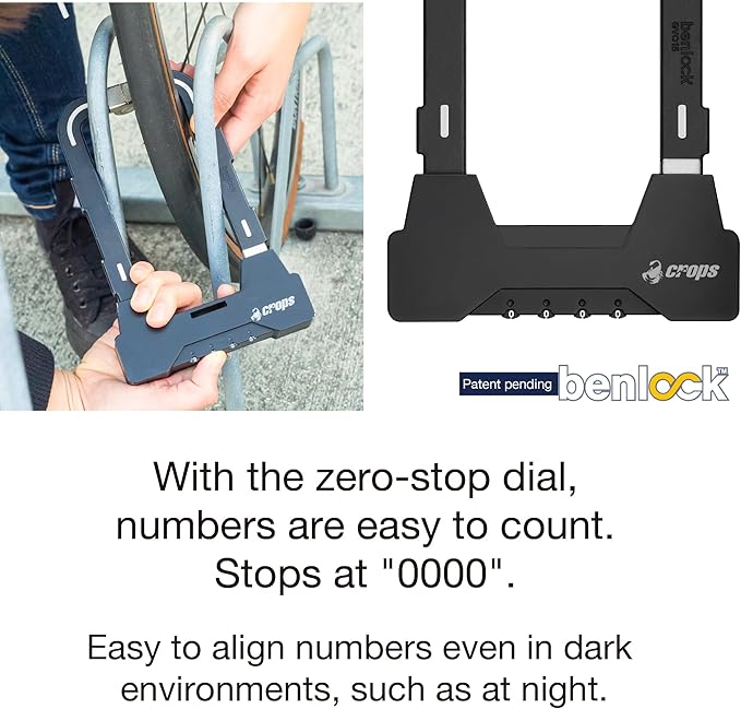 Bike U Lock, BENLOCK Foldable Black, 9mm Thickness, 4-Digit Resettable Combination Bike Locks Heavy Duty Anti Theft