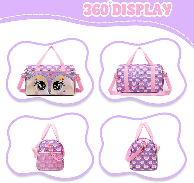 Girls Luggage with Wheels Suitcases Kids Travel Softside Suitcases 16" Carry on Suitcase with Duffle Bag Luggage Sets Airline Approved