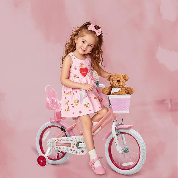 ACEGER Girls Bike with Basket for Ages 2-12 Years Old Kids, 12 14 16 18 Inch with Training Wheels,Princess Style with Streamers, Handbrake & Coaster Brake,Multiple Colors.