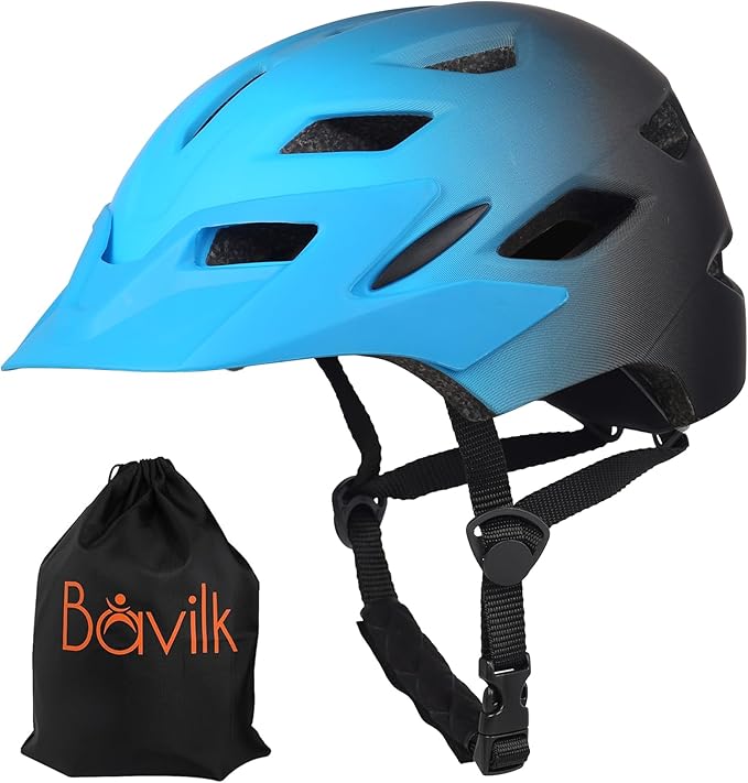 Kids Bike Helmet,Bavilk Kids Boys Girls Bike Helmets with LED Light Detachable Visor Children Youth Teen Multi-Sport for Skating Cycling Scooter Skateboard Adjustable & Lightweight 19.7"-22.4"