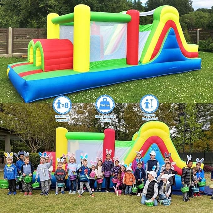 YARD Bounce House for Big Kids 5-12, 21.3'x9.2'x7.9' Inflatable Obstacle Course Bouncy Castle with Large Slide for Ages 3-6,8-12, Jump House with 750w Blower for Outdoor Party
