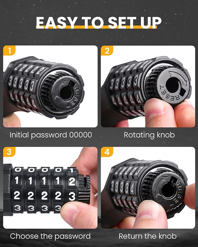 Bike Lock Cable with Combination,High Security 5-Digit Resettable Combination Bicycle Lock Anti-Theft, with Mounting Bracket for Bikes and Scooters