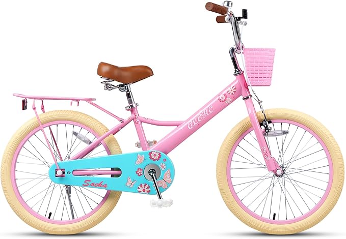 Glerc Sasha Girls Bike, 12-20 Inch Kids Bike for Children Ages 2-13 Years, Kids Bicycle with Doll-Seat & Basket & Training Wheels, Multiple Colors