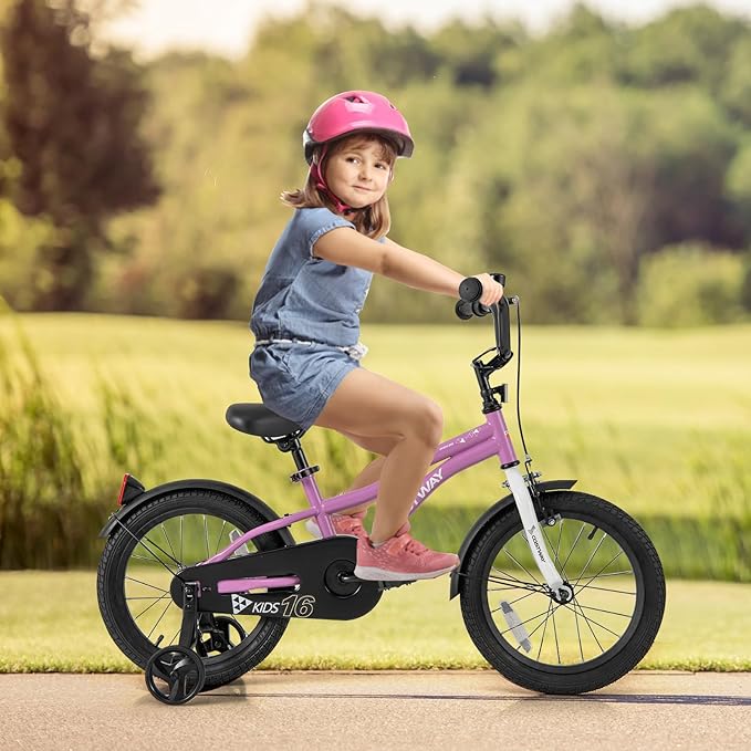 COSTWAY 12/14/16/18 Inch Kids Bike, Children Toddler Bicycle with Training Wheels, Adjustable Seat & Handlebar, Handbrake & Coaster Brake, Reflectors, Bell, Suitable for 3-8 Years Old Boys Girls