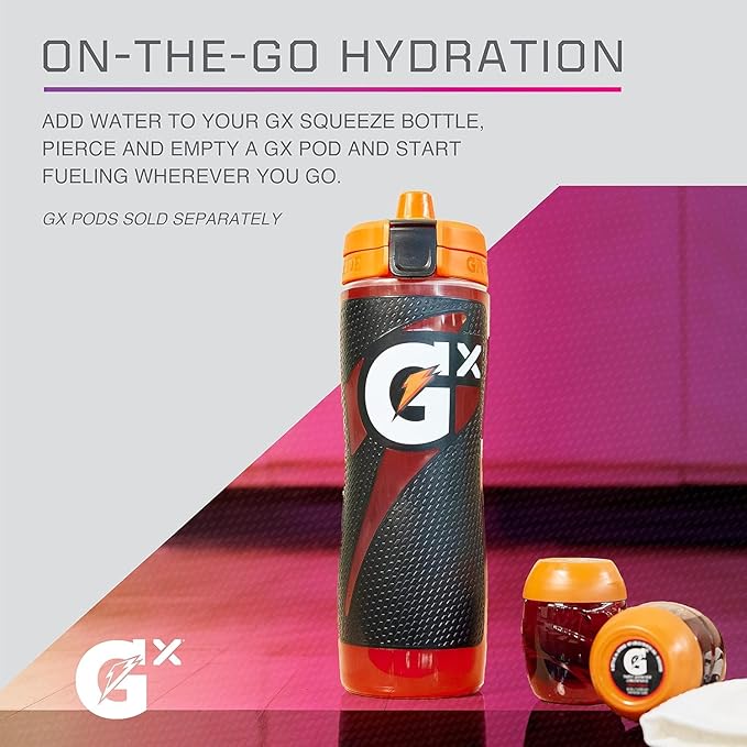 Gatorade Gx Kitchen Hydration System, Non-Slip Gx Squeeze Bottles & Gx Sports Drink Concentrate Pods Yellow, Plastic