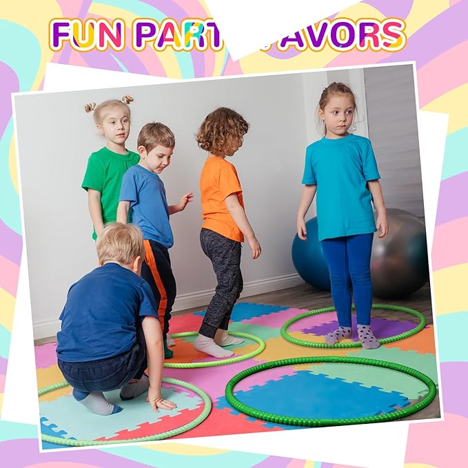 Libima 16 Pcs Toy Color Hoop for Kids, Detachable Adjustable Light Weight Plastic Colored Hoops Toy Circles for Party Games, Dance, Dog Agility