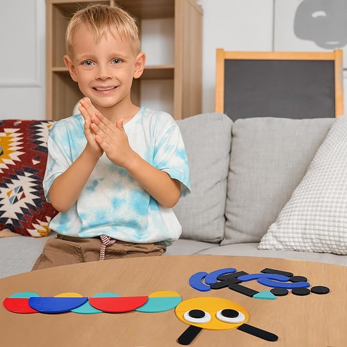 LiKee Open Ended Wooden Shape Puzzles with 36 Blocks and 60 Pattern Shapes for Toddlers 3+ Years Old, Montessori Toys Preschool Education Activity for Kids 4-8 Yrs