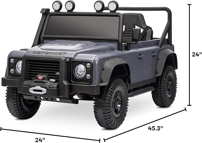 Kidzone Licensed Land Rover Defender 110 SVX 12V Ride On Car for Kids Ages 3–8, Electric SUV Toy with Parent Remote Control, Bluetooth Music, LED Headlights, Off-Road Wheels, Grey