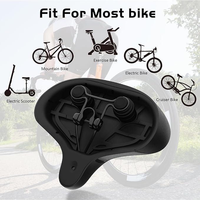 2024 New Noseless Bike Seat Cushion for Men & Women - Extra Padding & Comfort Wide Bicycle Seat, Oversized Comfortable Saddle for Peloton Bikes, Exercise Bikes, Electric Bikes, Cruiser Bikes