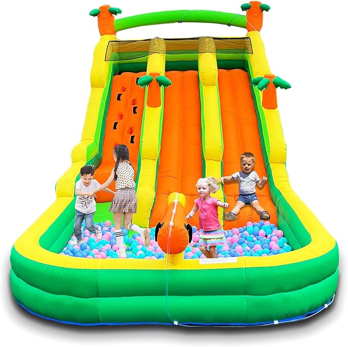 20FT Oxford Inflatable Water Slide Waterslides for Kids and Adults Rainforest Style Water Slide Bounce House and Swimming Pool Wet Dry Use Summer Fun Water Park for Outdoor-Including Blower
