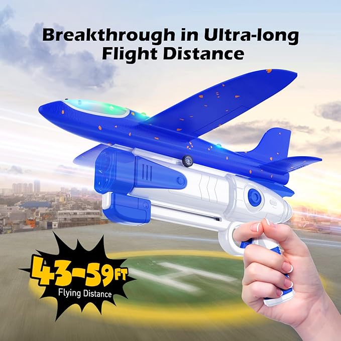 3 Pack Foam Airplane Launcher Toys, Ultra Long Gliding Distance, Kids Flying Toy, Boys Girls Birthday Gifts, Outdoor Sport Party Favor