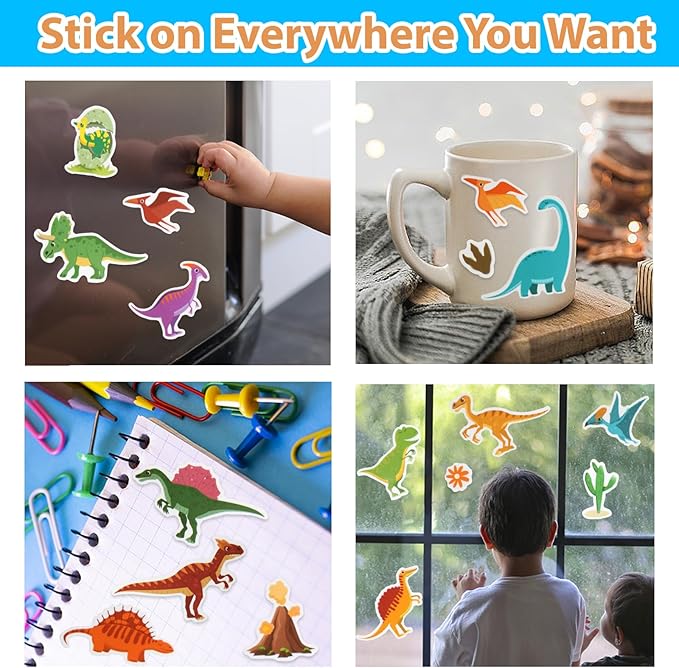 Reusable Sticker Book for Kids 1-3, Jelly Sticker Books for Toddlers 2-4 Years, Dinosaur Stickers for Kids, Toddler Travel Essentials Toys Plane Activities (Dinosaur)