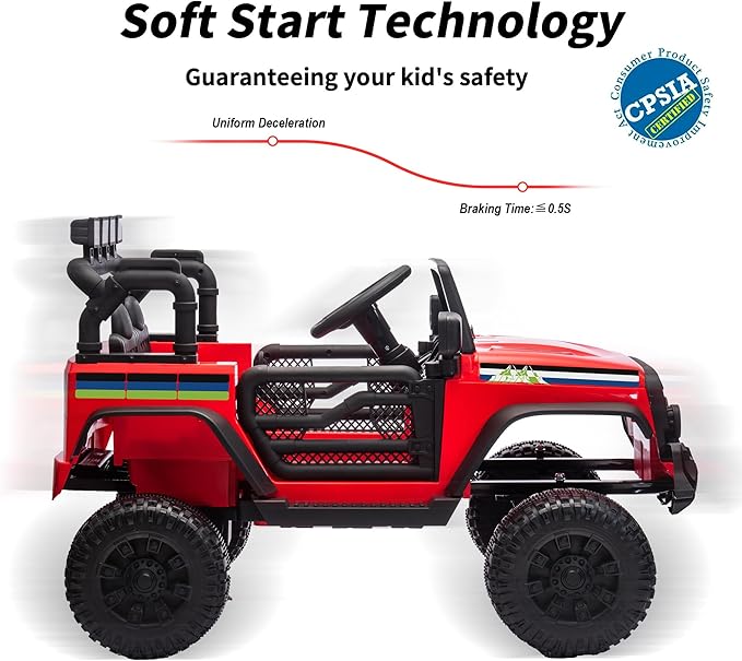 24V Kids Ride on Car, Kids Electric Vehicles Car Ride on Toy Truck for Toddlers 3-5 w/Remote Control, 400W Motor - Red