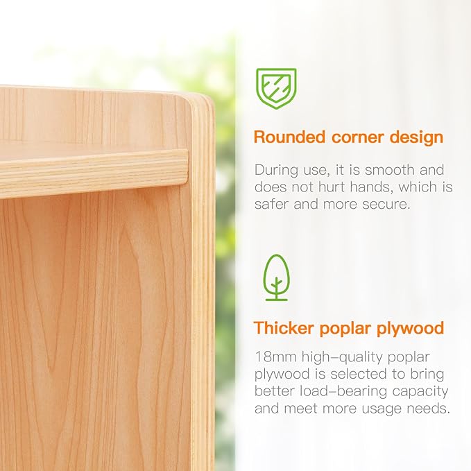 OOOK Montessori Toy Shelf, Toy Storage Shelves, Wooden Storage Cabinet, 5 Cubby Children Bookcase, Kids Bookshelf for Playroom, Nursery, Daycare, Preschool, Classroom Furniture