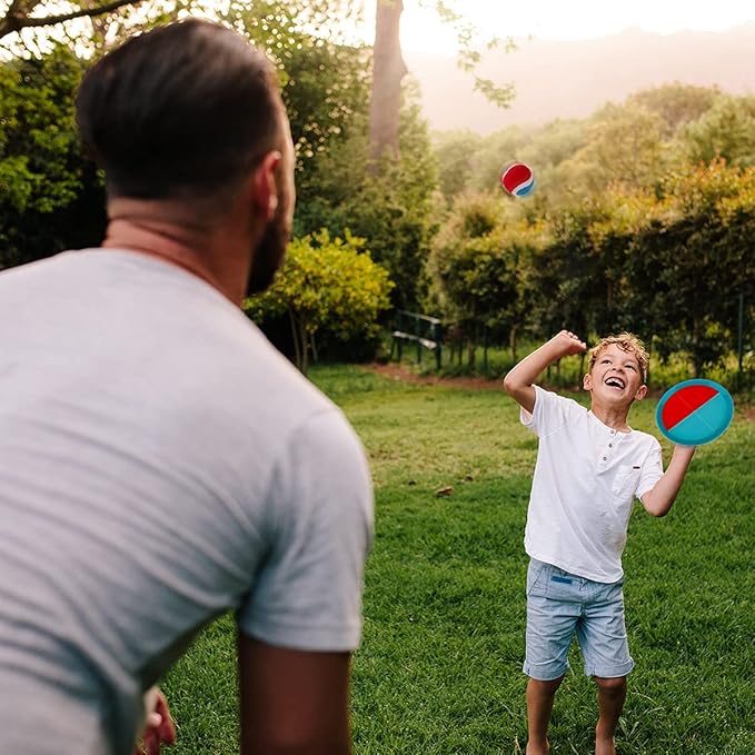EVERICH TOY Upgraded Toss and Catch Ball Game Set, Kids Toy Stocking Stuffers for Boys Girls Ages 3-12, Includes 2 Paddles 2 Sticky Balls, Water-Resistant Indoor Outdoor Toy for Beach Pool Yard