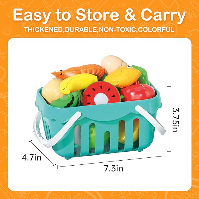 130Pcs Kitchen Playset, Toddler Pretend Cooking Play Pots, Pans, Utensils Cookware, Daily Food Fruit Veges, Shopping Storage Basket, Dessert, Prop Money, Learning Gift for Child (Blue)