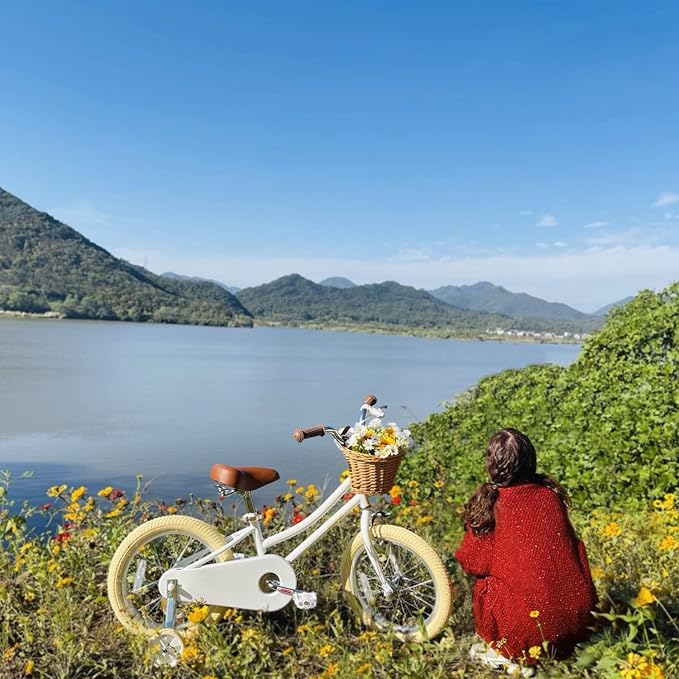 Petimini Girls Bike with Basket for 2-12 Years Old Kids, 12 14 16 18 20 Inch Bicycle with Bell Training Wheels Basket, Multiple Colors