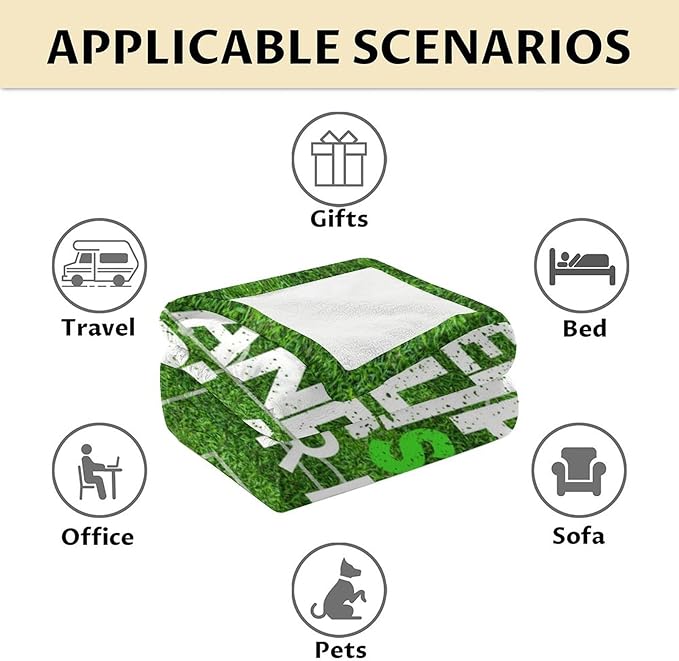 Personalized Soccer Blanket - 60x80 Inches Soft Fuzzy Cozy Blankets for Adults for Soccer Players - Sports Throw Blanket for Couch, Living Room & Bed