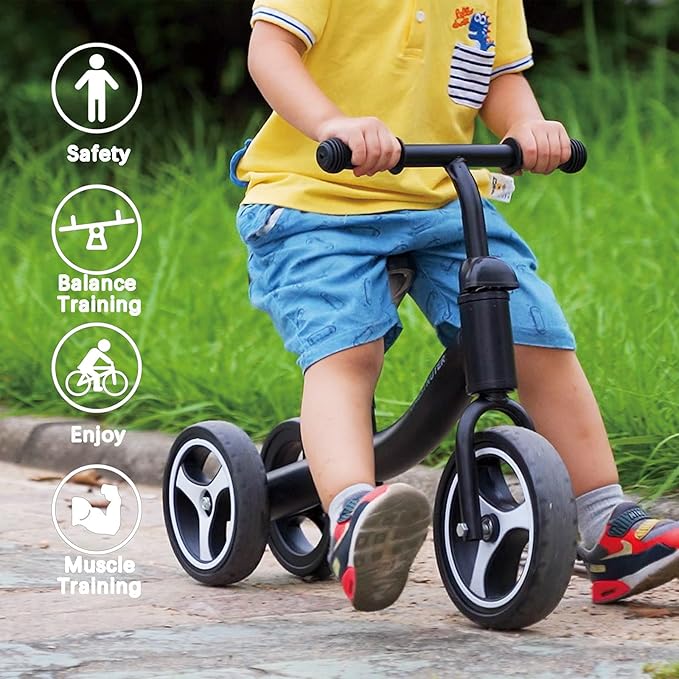 Baby Balance Bike, Toy Gift for 1 2 3 Year Old, Sturdy Toddler Balance Bicycle, Best Birthday Gift for 12-36 Months Boy Girl, Indoor Outdoor Kids Riding Toys with 3 Wheels(Black)